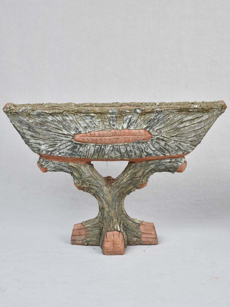 Two faux bois vintage garden planters