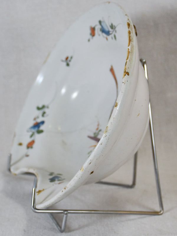 18th Century French Moustier faience shaving bowl - plat a barbe