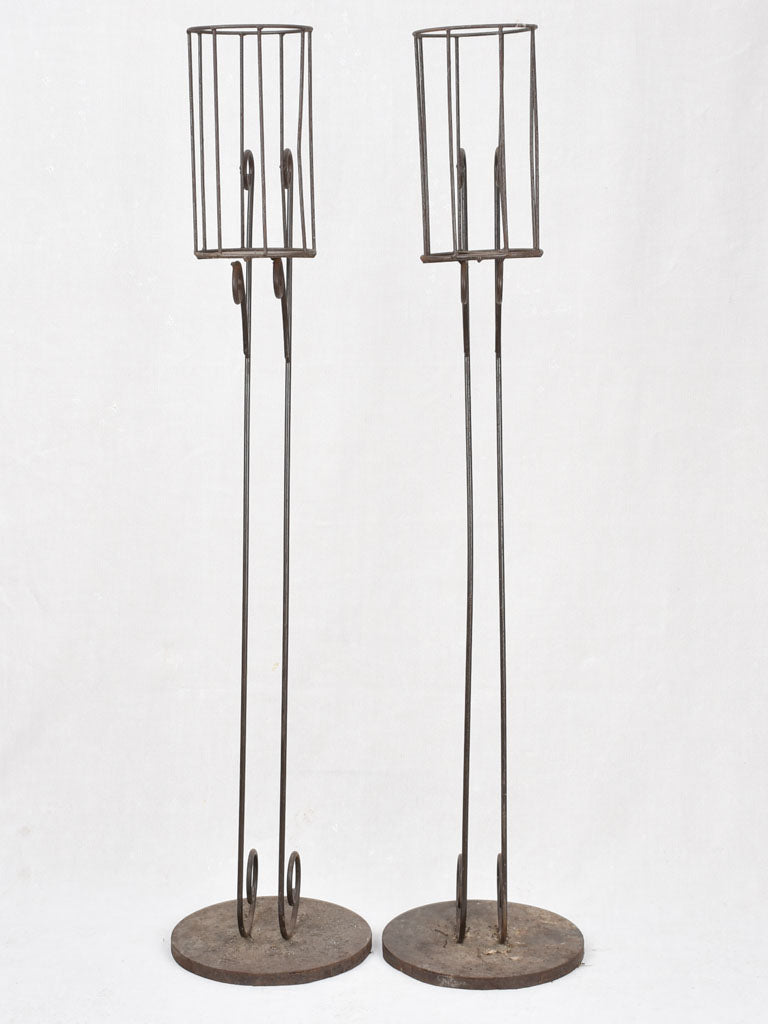 Antique 1990s Iron Tall Candle-Holders