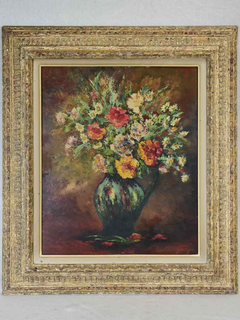 Floral still life - unknown artist - oil on board - circa 1940
