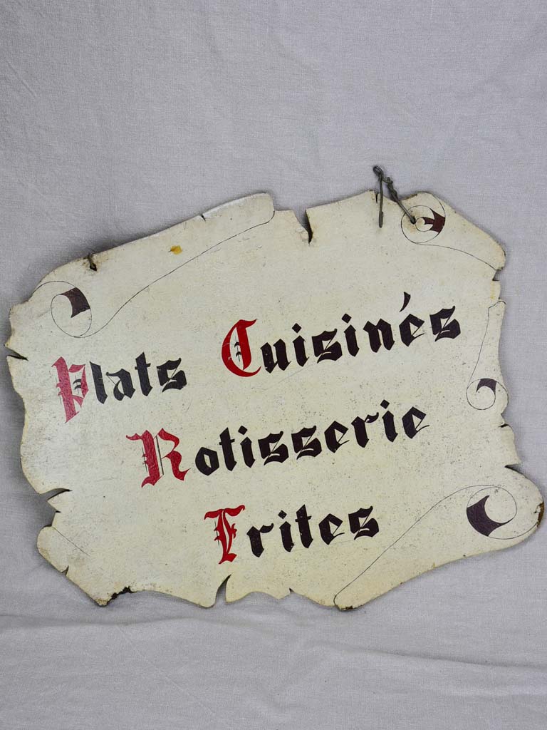 Mid century hand painted shop sign - two sided