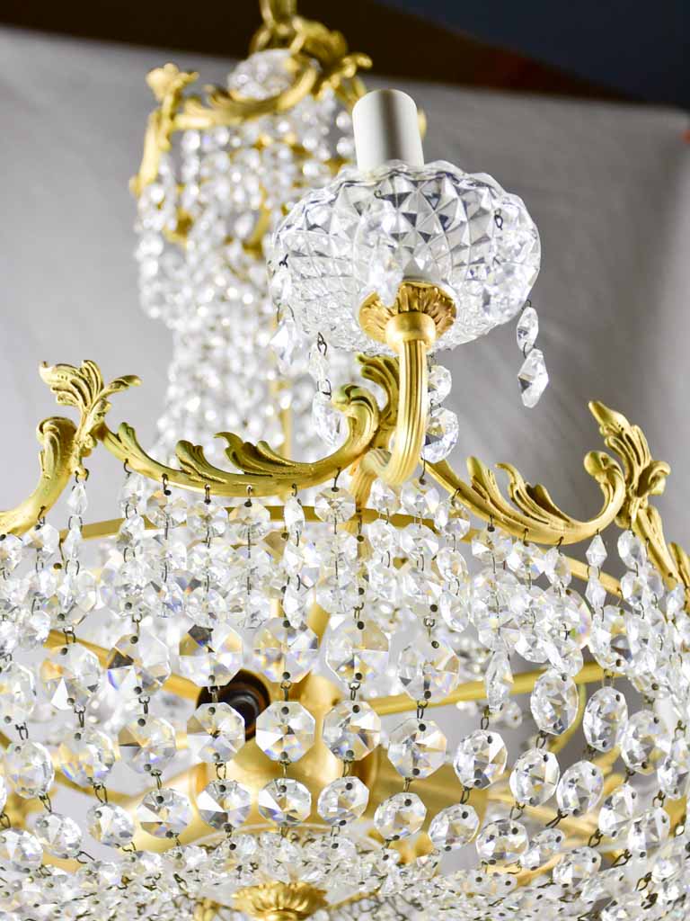 Vintage English chandelier with crystal decorations - nine lights 24½"