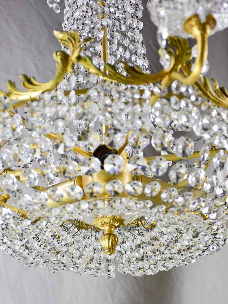 Vintage English chandelier with crystal decorations - nine lights 24½"