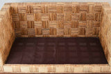 Vintage two seat sofa - woven straw frame with teak feet 55"