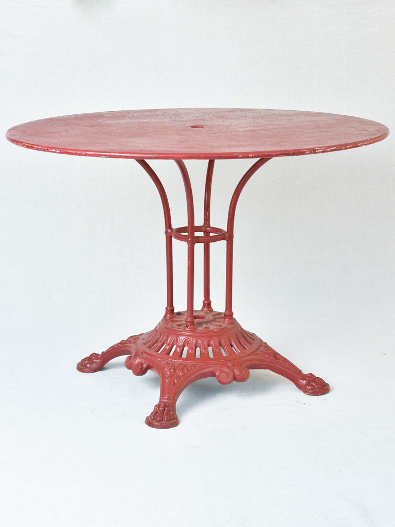 Antique French round garden table - red 39½" diameter