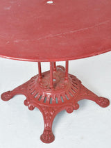 Antique French round garden table - red 39½" diameter