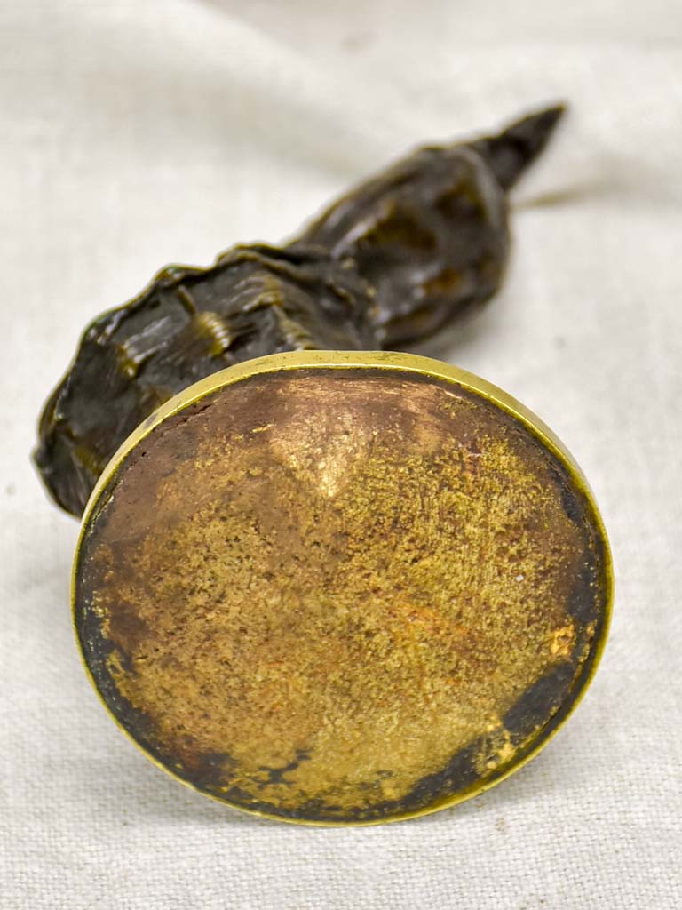 Antique French bronze Auguste Caïn "Coq Sur Un Panier" Sculpture - match stick holder