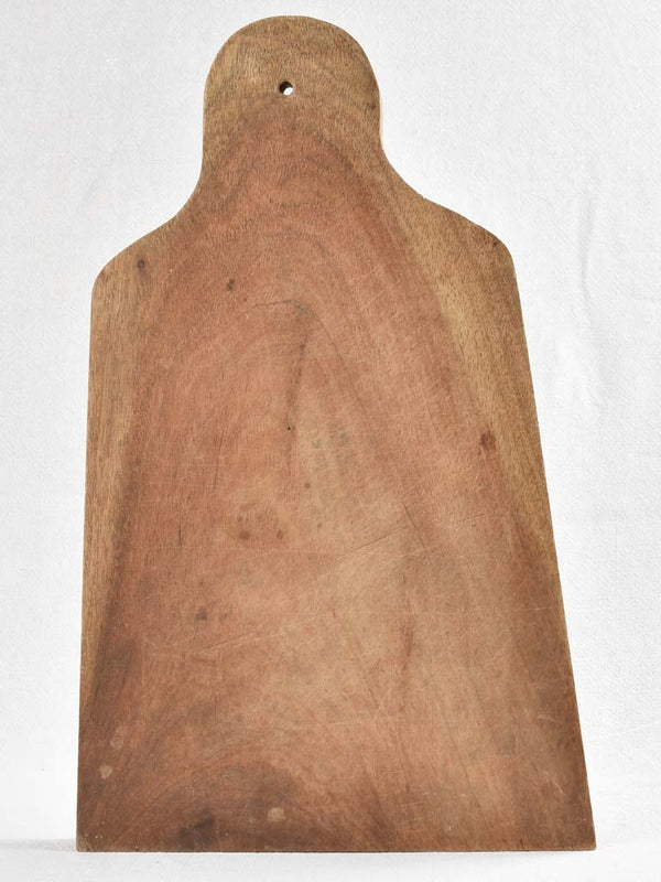 Large antique French cutting board - splayed with round handle