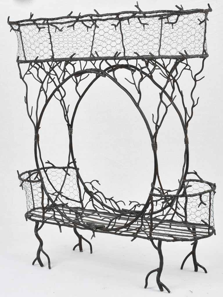 Early 20th century wrought iron pot plant stand with black patina 37¾"