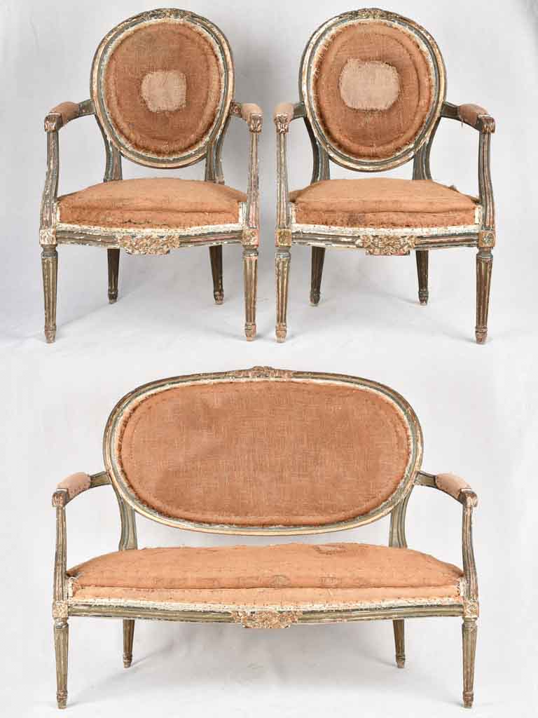 Louis XVI sofa w/ 2 armchairs