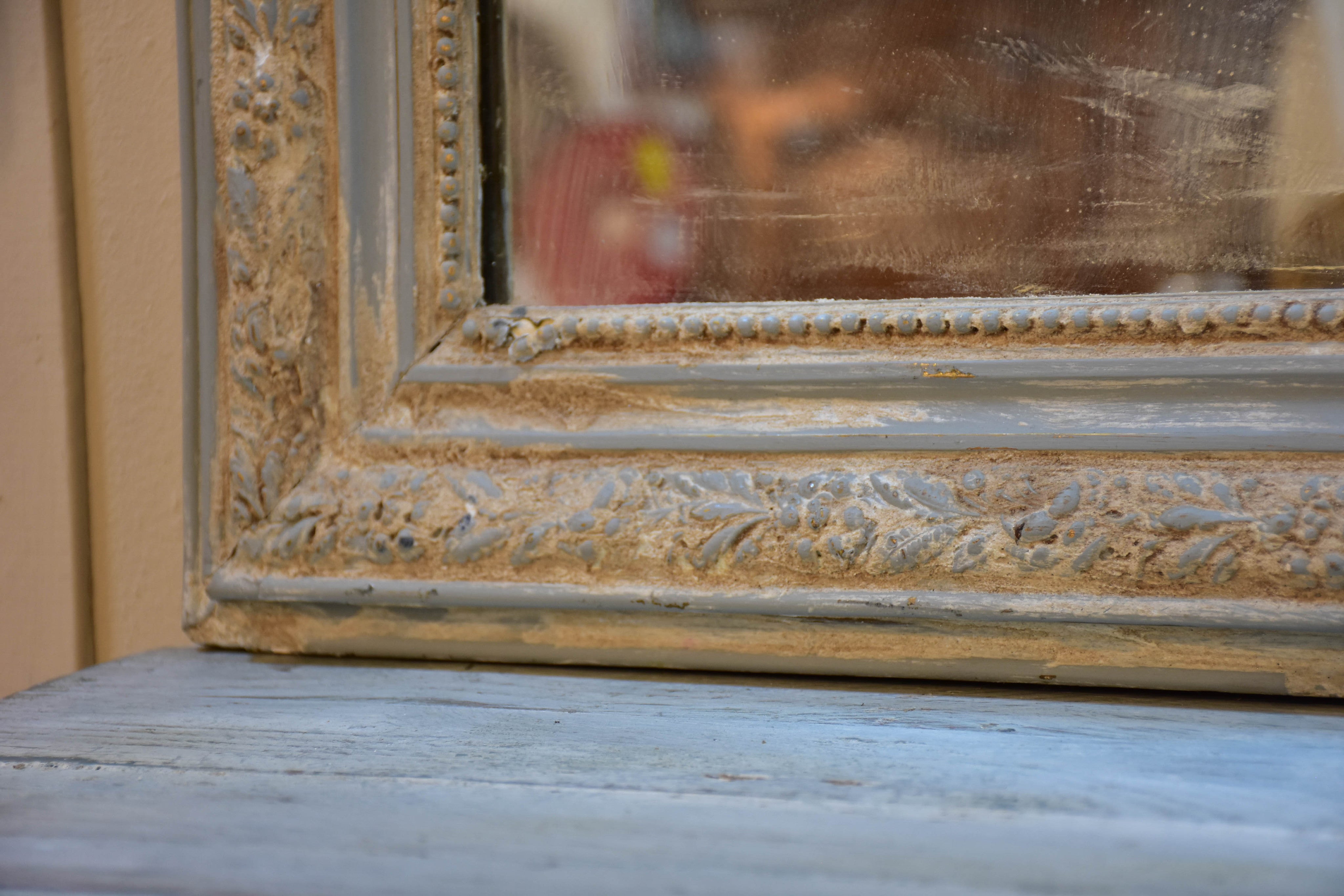 Large 19th century Louis Philippe mirror with white patina