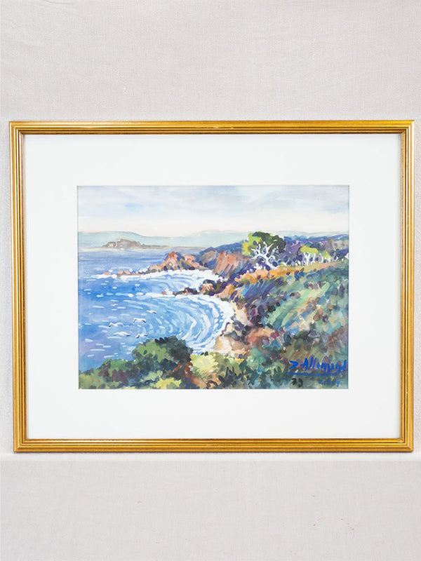 Coastal landscape by D. Allemand (1906- ?) watercolor & gouache 14½" x 17¾"