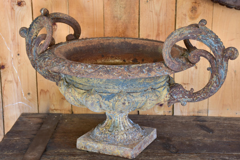Large 19th century garden urn with arched handles