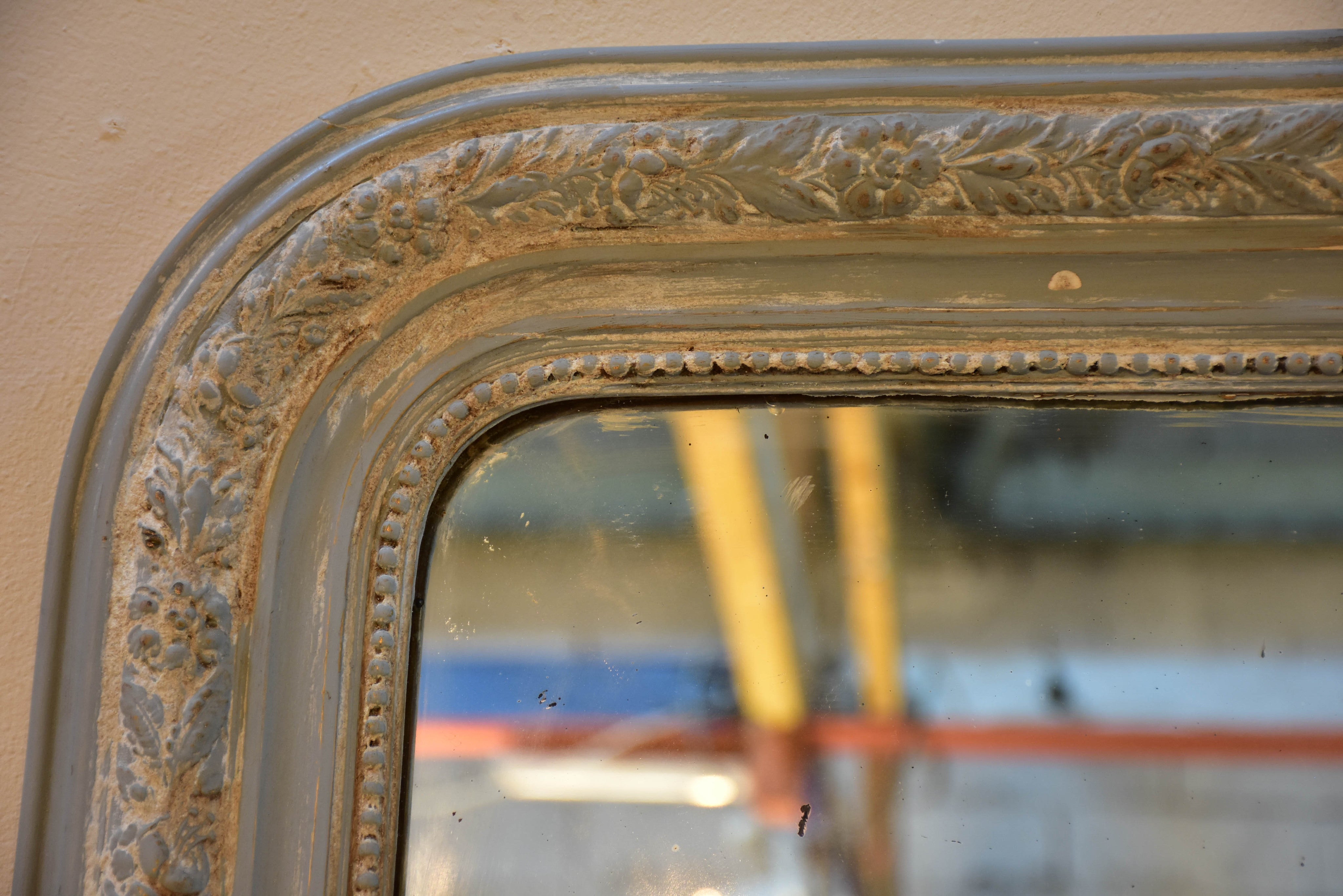 Large 19th century Louis Philippe mirror with white patina