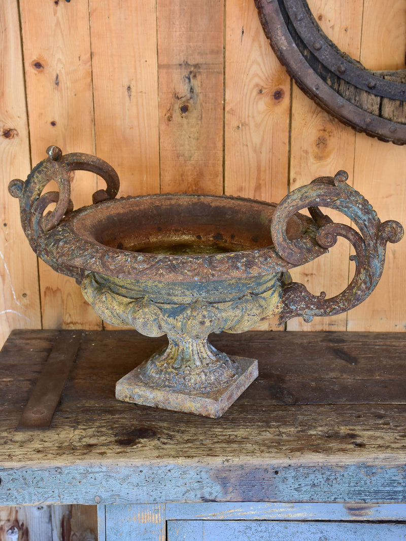 Large 19th century garden urn with arched handles