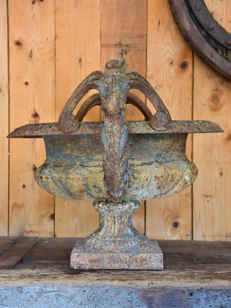 Large 19th century garden urn with arched handles