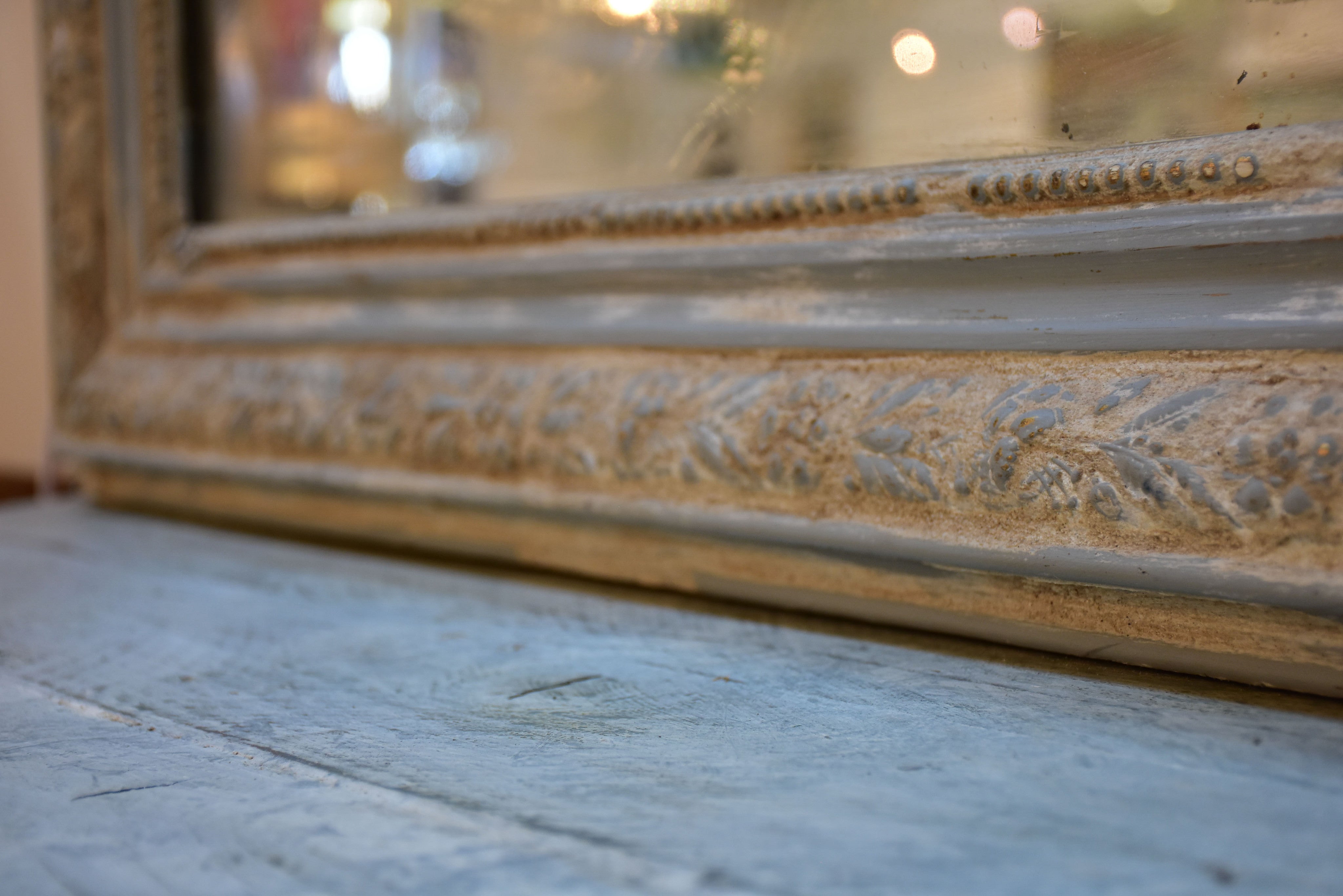Large 19th century Louis Philippe mirror with white patina
