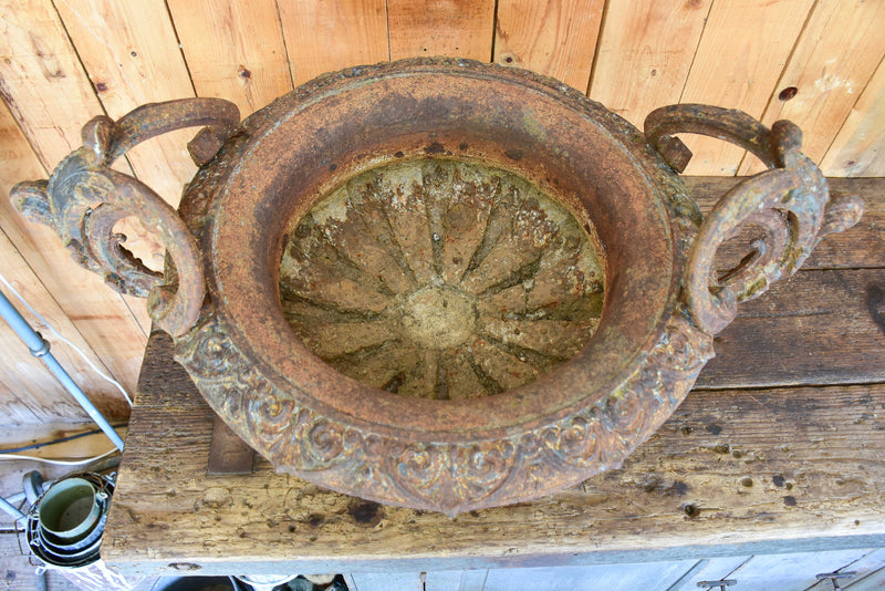 Large 19th century garden urn with arched handles