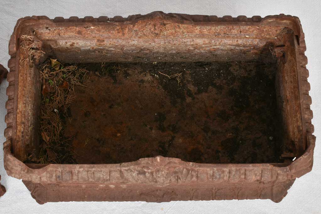 Pair of cast iron rectangular garden planters jardinieres 20½" x 12½"
