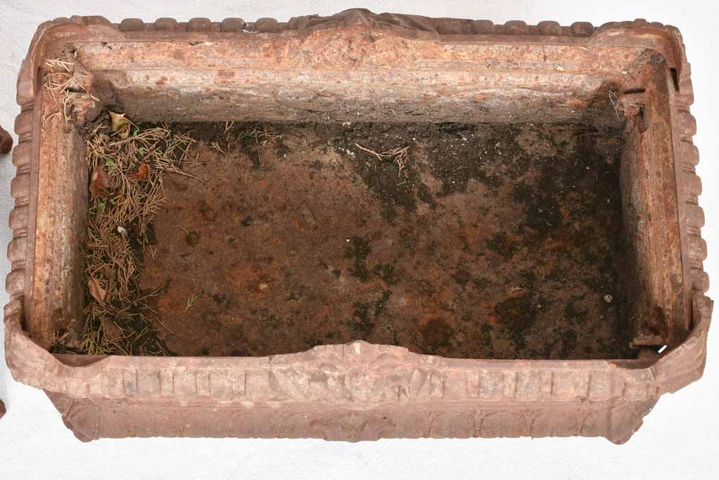 Pair of cast iron rectangular garden planters jardinieres 20½" x 12½"