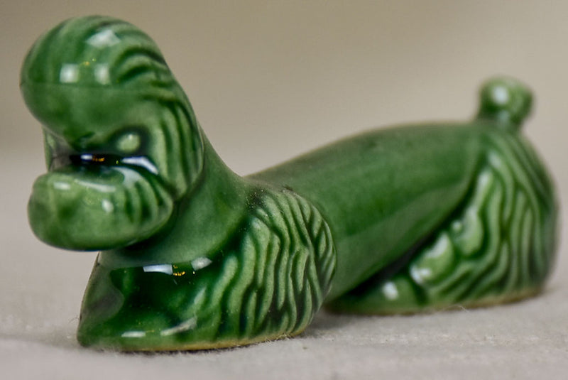 Set of twelve mid century knife rests - green poodles