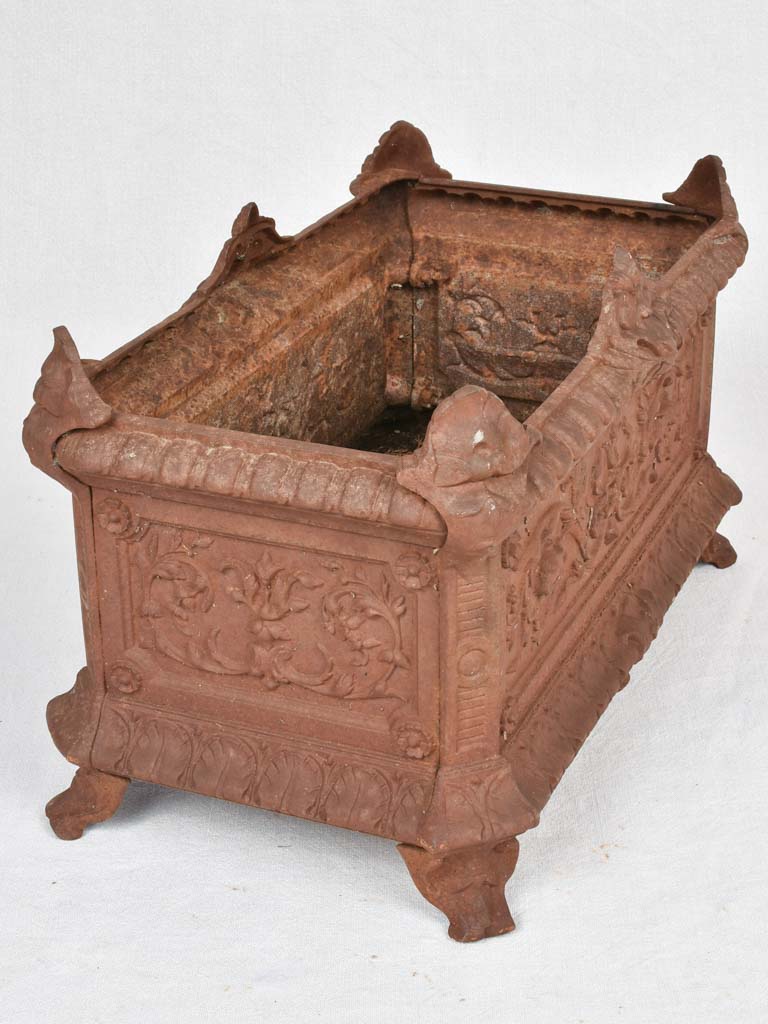 Pair of cast iron rectangular garden planters jardinieres 20½" x 12½"