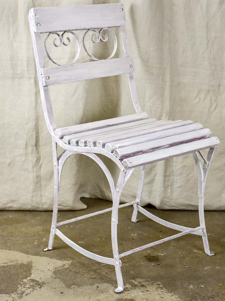 Set of nine antique French garden chairs - timber and iron