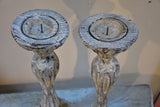 Pair of French candlesticks with white patina