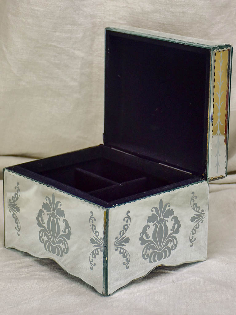 Two mid century glass jewelry boxes