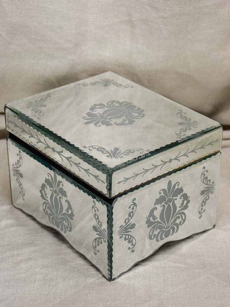 Two mid century glass jewelry boxes