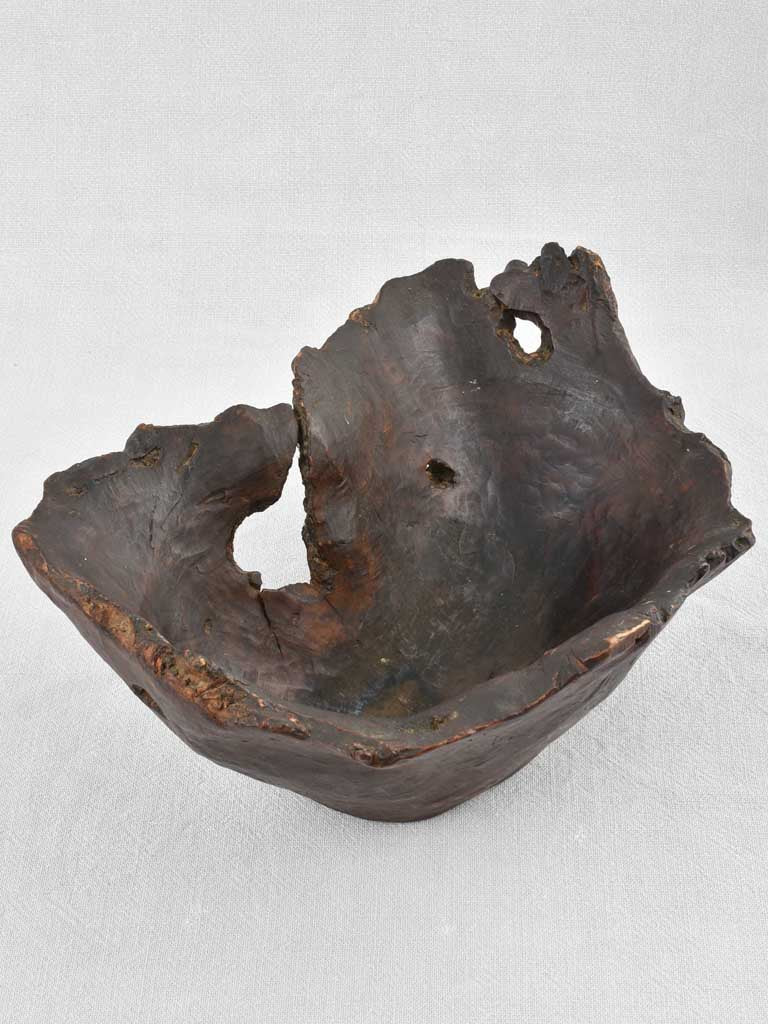 Primitive free form wooden fruit bowl 15¼"