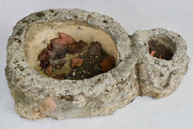 Weighty faux bois planter - 1950s - 26"