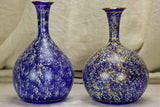 Pair of antique blown glass vases - blue and gold