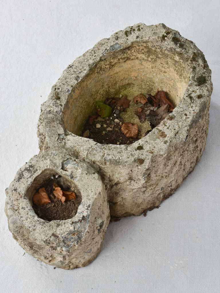 Weighty faux bois planter - 1950s - 26"
