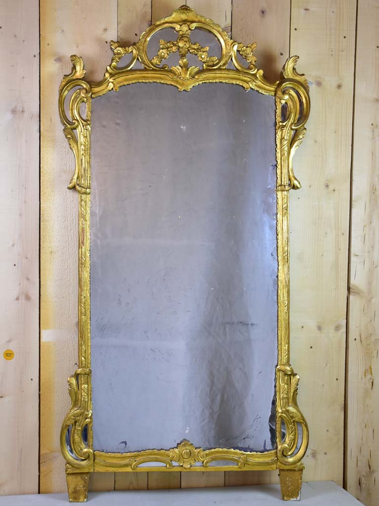 Large 18th-century Louis XV parclose mirror with gilt frame 30¾" x 60¼"