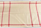 Very large antique French linen fabric with broad red stripe - never used  204"