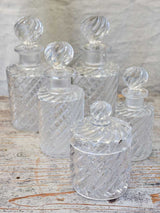 Set of Five Antique Crystal Perfume Bottles