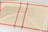 Very large antique French linen fabric with broad red stripe - never used  204"