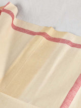 Very large antique French linen fabric with broad red stripe - never used  204"