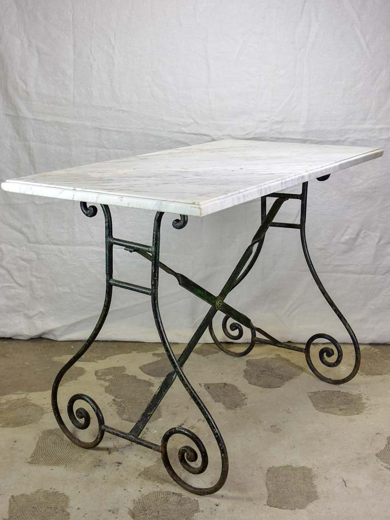 Antique French marble table - butcher's presentation table 25½" x 46¾" x 34¼"