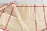 Very large antique French linen fabric with broad red stripe - never used  204"