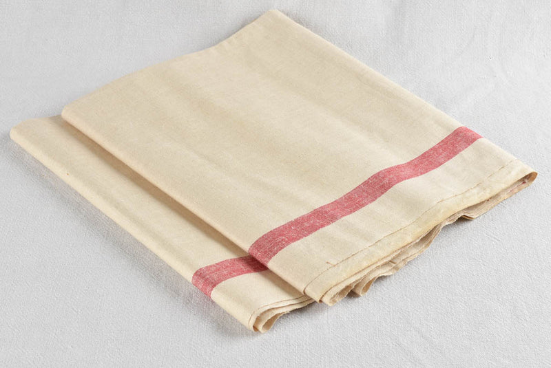 Vintage red striped French linen