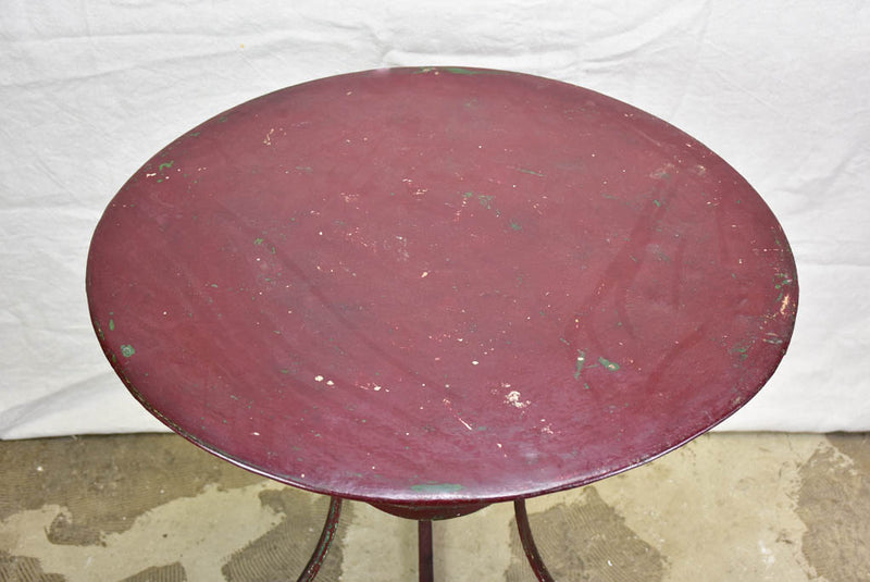 Antique French garden table with burgundy patina 27½"