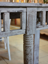 Vintage French kitchen console table with grey patina