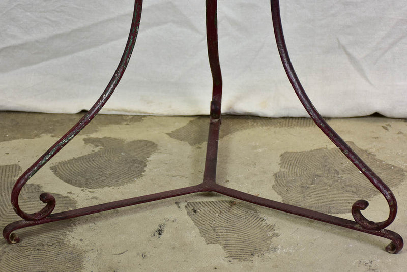 Antique French garden table with burgundy patina 27½"