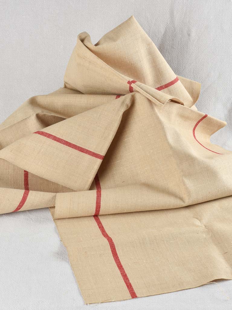 Antique unused French linen fabric