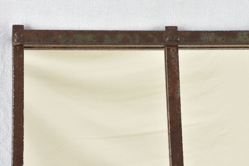 19th century wrought iron framed paneled mirror 39¾" x 51½"