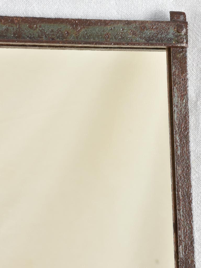19th century wrought iron framed paneled mirror 39¾" x 51½"