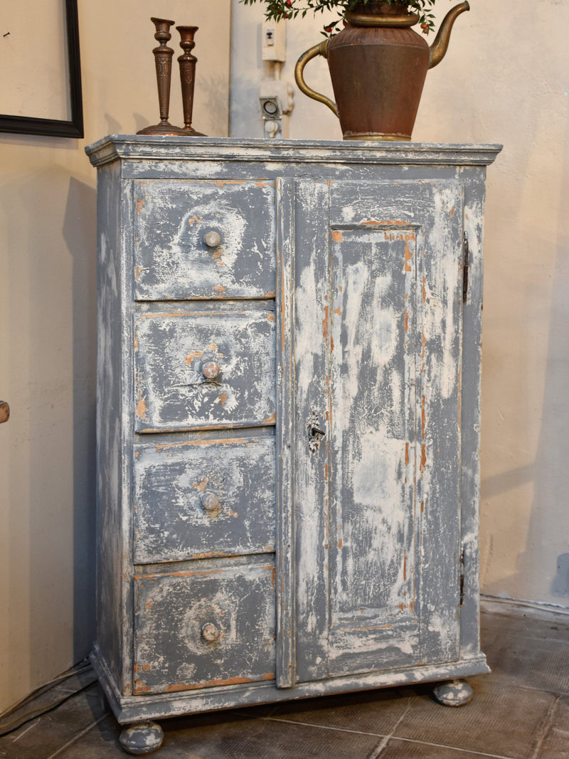 19th century French storage cabinet with blue patina