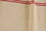 Large antique French linen fabric with double red stripe - never used 23¼" x 76½"